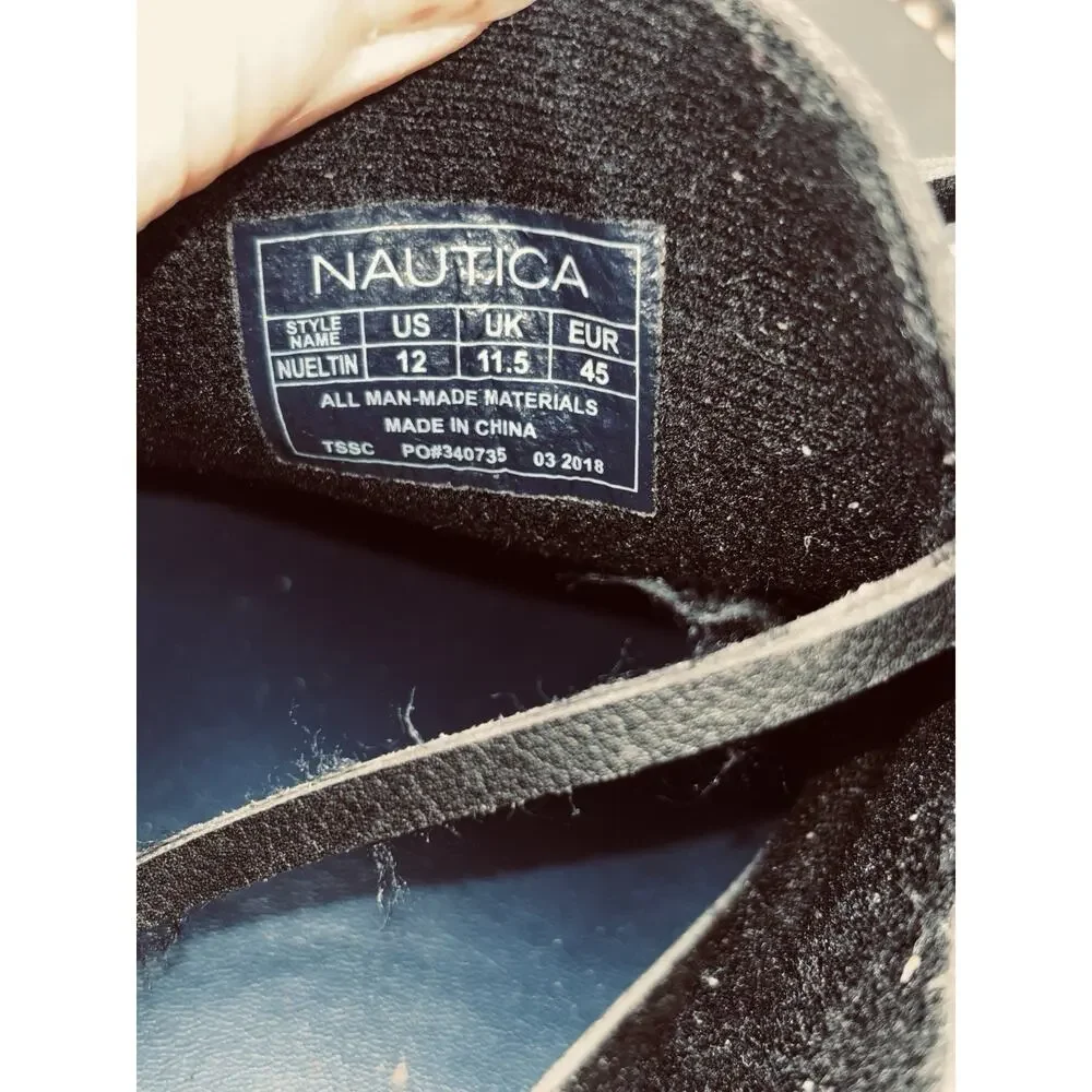 Nautica Boat Shoe Mens 12 Nueltin Loafer Lace Casual Vegan Leather Moccasins EUC